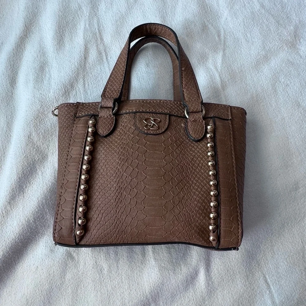 Jessica Simpson Brown Satchel with Gold Accents